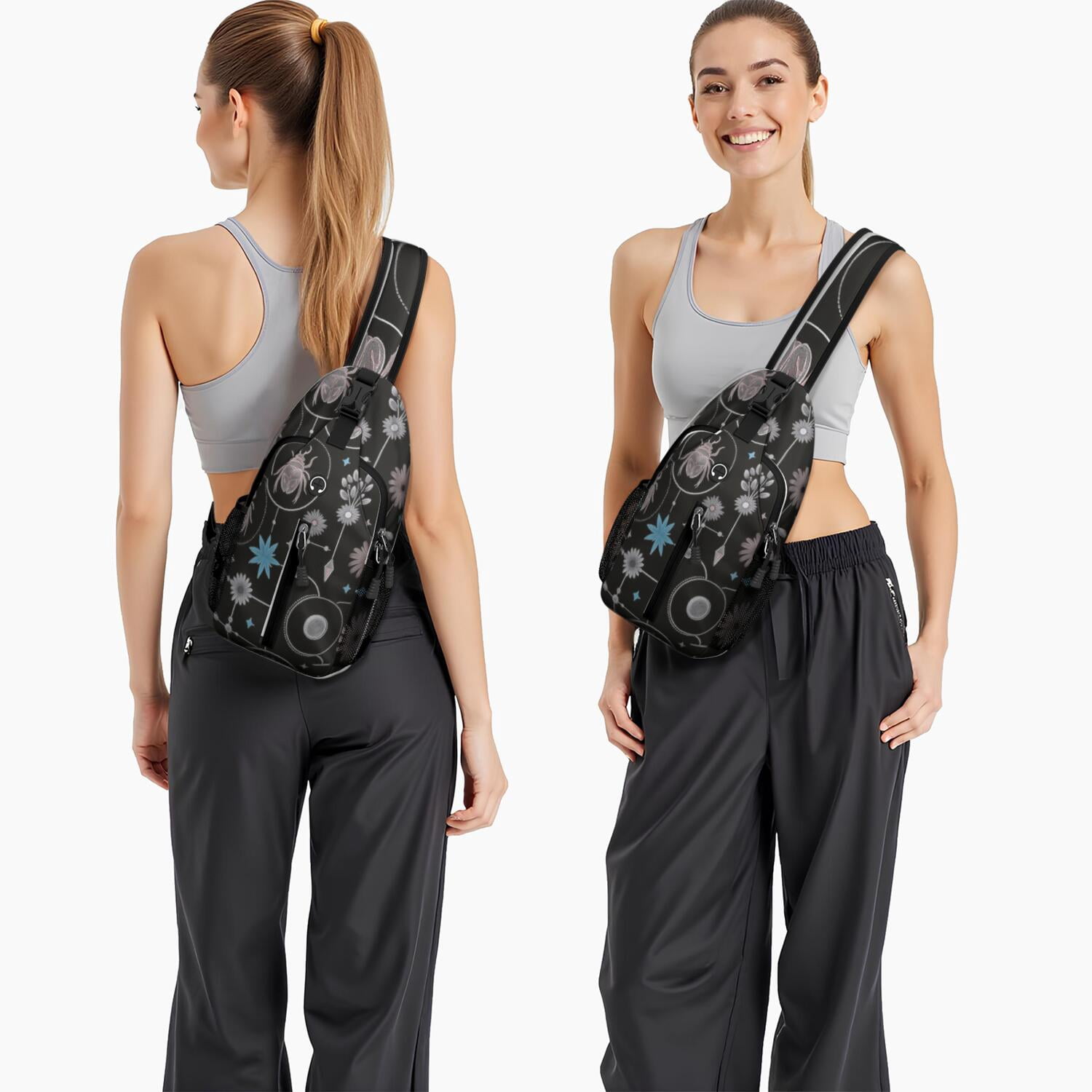 Gothic Butterfly Moon Crossbody Sling Bag for Women Men Travel Sling Bag Casual Bag for Traveling Office Small Travel Backpack Gym Sports Travel Hiking Daypack