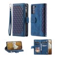 thumbnail image 1 of Allytech Case for Samsung Galaxy S21,PU Leather Zipper Wallet with Card Slots Shockproof Crossbody Magnetic Flip Holder Phone Cover with Shoulder/Wrist Strap,Blue, 1 of 12
