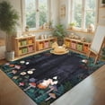 thumbnail image 2 of GlowSol 8'x10' Area Rugs Mushroom Forest Print Rug with Animals Floral Washable Area Rug Soft Non-Slip Low Pile Rugs for Living Room Bedroom, Black, 2 of 8