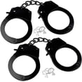 thumbnail image 1 of Paquete de 3 esposas de metal con llaves para policía, esposas negras, vestido de fiesta, cosplay para niños, 1 of 5