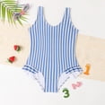 thumbnail image 2 of Xmarks Mother and Daughter One Piece Swimsuit Tummy Control V/U Neck Striped Bathing Suits Athletic Swimming Suit, 2 of 7