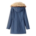thumbnail image 3 of LEEYNEER Winter Coats for Women Warm Cotton Plush Sherpa Lined Hooded Parka Jacket Zipper Wool Waisted Mid Length Pea Coats with Pockets, 3 of 5