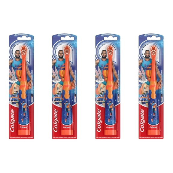 Colgate Kids Battery Powered Toothbrush - Childrens Battery Toothbrush - Space Jam, Pack of 4