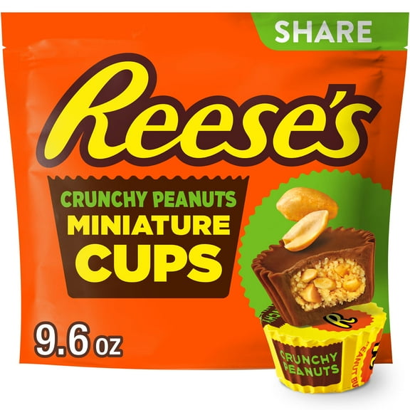 Reese's Crunchy Peanuts Miniatures Milk Chocolate Peanut Butter Cups Candy, Share Pack 9.6 oz