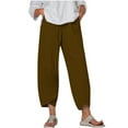 thumbnail image 1 of Timegard Plus Size Pants for Women Elastic Waist Solid Color Comfy Fall Casual Crop Pants with Pockets, 1 of 5