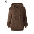 thumbnail image 5 of Sixtyshades Womens Fuzzy Fleece Sweatshirt Long Sleeve Zipper Sherpa Pullover Hoodie with Pockets (XL, Coffee), 5 of 9