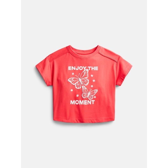 Wonder Nation Girls Graphic Tee with Short Sleeves, Sizes 4-10