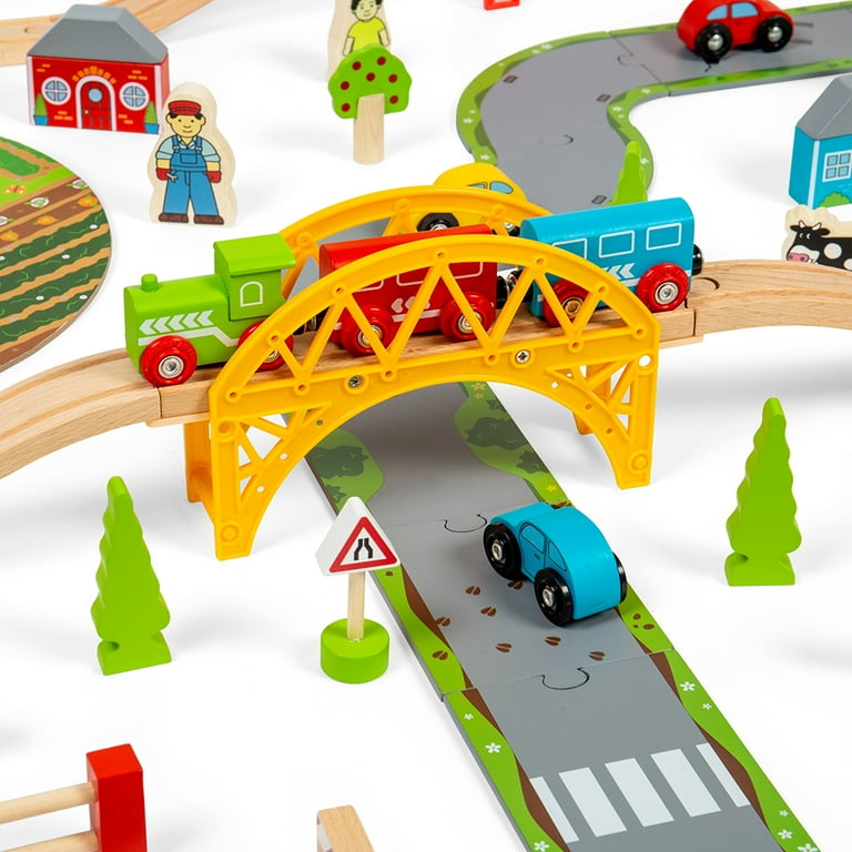 Bigjigs Rail - Circuito De Trenes Rural 45 Piezas | Pista De Madera De Alta Calidad | 3+ Años | Seguridad Europea