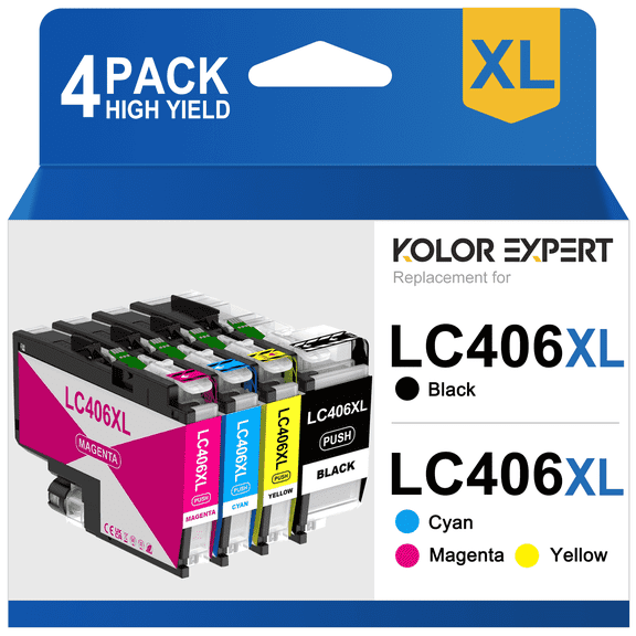 LC406 Ink Cartridge for Brother LC406 Ink for MFC-J4335DW MFC-J4345DW MFC-J6955DW MFC-J5855DW Printer (1 Black, 1 Cyan, 1 Magenta, 1 Yellow)