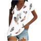 thumbnail image 1 of Blusa de camiseta con estampado de cuello en V de manga corta informal de verano a la moda para mujer Pompotops qwe24615, 1 of 5