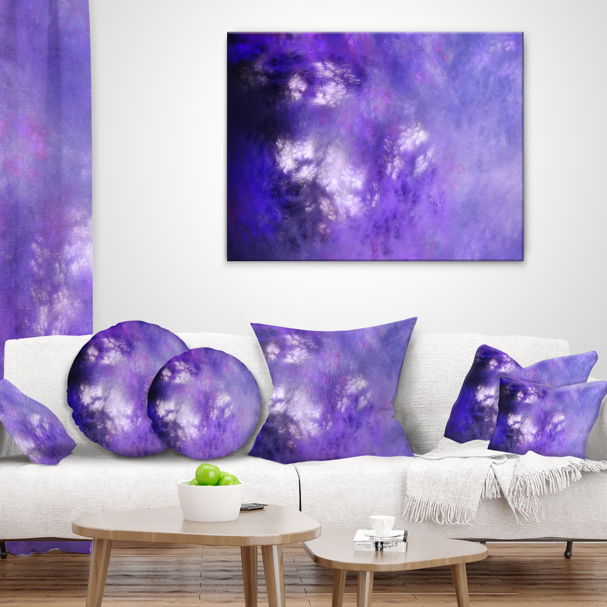 Designart Blur Purple Sky with Stars - Abstract Throw Pillow - 18x18