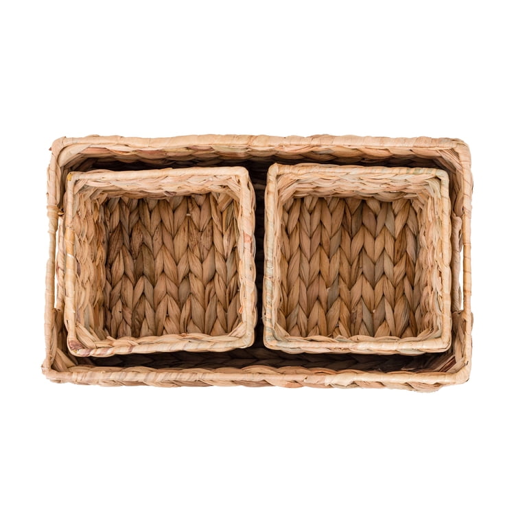 3-Piece Handwoven Water Hyacinth Storage Basket Set photo 7