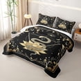 thumbnail image 3 of Homewish Boho Snake Lotus Quilt Full, Sun Moon Phase Full Bedspread Sets, Black Gold, 3 Pieces 1 Bedspread and 2 Pillowcases, 3 of 7