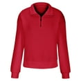 thumbnail image 5 of UAMVSH Womens Sweatshirts Trendy Fall 1/4 Zipper Lapel V-Neck Tops Clothes Casual Long Sleeve Business Work Dressy Pullover(XX-Large,Red), 5 of 6