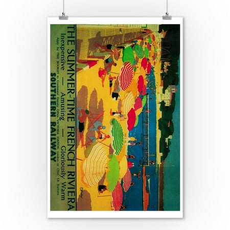 Summertime French Riviera - Vintage Travel Advertisement (9x12 Art Print, Wall Decor Travel