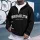 thumbnail image 1 of MHFRRA Sudadera con Capucha y Cremallera de Un Cuarto con Estampado de Letras, Cómoda y Casual, con Capucha y Cremallera Completa Interior Suave para Uso Diario y Actividades Al Aire Libre Negro, 1 of 3