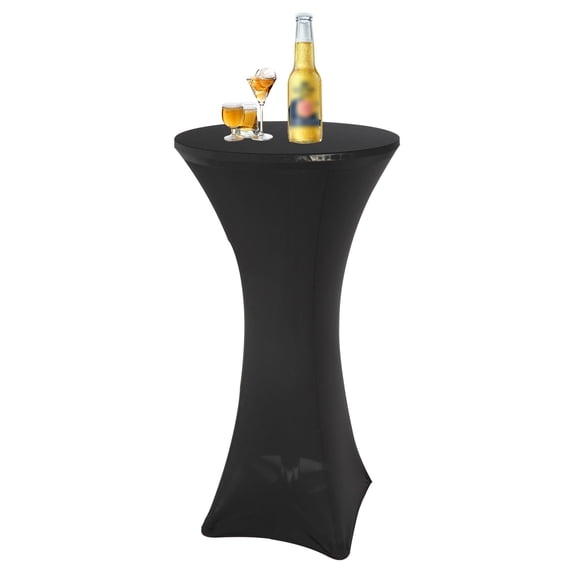 24 Inch Adjustable Height Cocktail Table With Black Spandex Cover - Set, 1 Round Bar Table For Parties & Restaurants