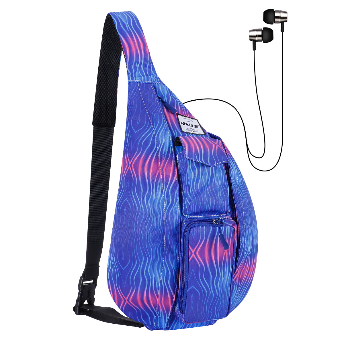 HAWEE Sling Bag Waterproof Backpack or Crossbody Daypack Hiking Backpack Chest Sports Travel Bags for Women, Blue Water Ripple - image 1 of 7