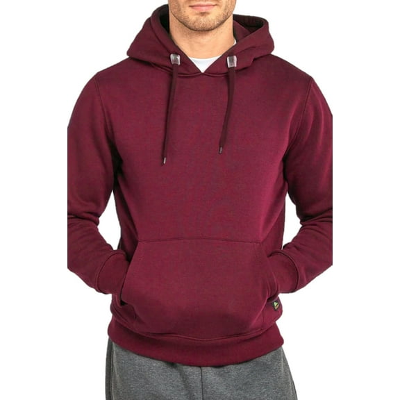 Men's Heavyweight Fleece Active Casual Cotton Long Sleeve Pullover Hooded Sweatshirt, Burgundy S, 1 Pack