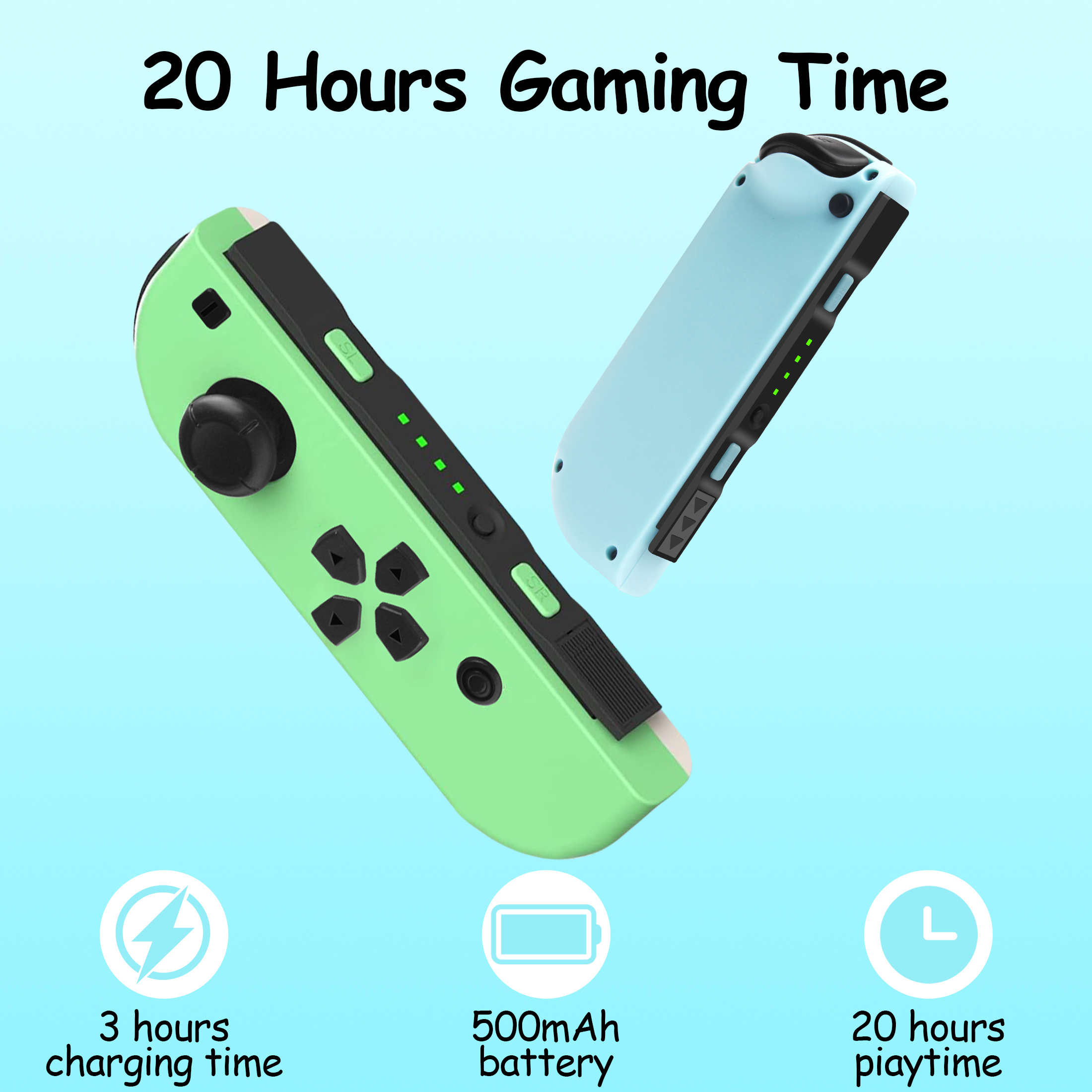 Controlador de Juegos Dividido Inalámbrico, Gamepad Bluetooth con Movimiento y Vibración, Controlador Recargable para Consola Portátil 2