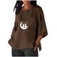 thumbnail image 2 of Xuyuer Women's Imitation Linen 3/4 Sleeve Blouse Crew Neck Summer Casual Tops Loose Fit Plus Size Tops Loose T Shirts Tunic Tops Shirts for Women Oversized Pocket T-shirt Fashionable Top, 2 of 6