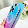 thumbnail image 4 of OOK For iPhone 15 Pro Case Magnetic, Compatible with Magsafe Cute Gradient Rainbow Iridescent Matte Protective Phone Case with Screen Protector for Girls Women, Fluorescent Blue & Pink, 4 of 5
