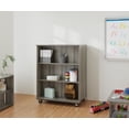 thumbnail image 2 of Tot Mate Open Double Sided 3 Tier Mobile Shelves Wooden Classroom Bookcase, Gray, 36"W x 23"D x 48"H, 2 of 6