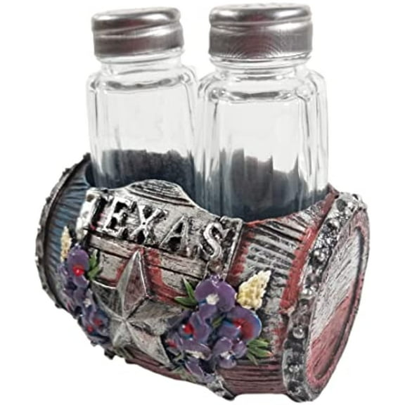 Urbalabs Western Armadillo, Barrel, Cowboy Boots Salt and Pepper Shaker Caddy Farmhouse Dinner Table Kitchen Ranch Decorations Rustic Cowboy Decor Hand Painted (Texas Barrel)