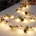 thumbnail image 3 of Luces de piñas navideñas, guirnalda navideña de 3 m con frutos rojos, campana y hada de agujas, 3 of 3