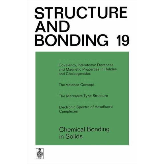 Structure and Bonding Chemical Bonding in Solids, Book 19, (Paperback)