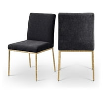 Meridian Furniture Reeves Black Chenille Fabric Dining Side Chair (Set of 2)