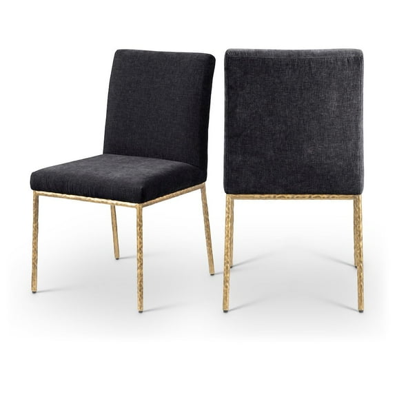 Meridian Furniture Reeves Black Chenille Fabric Dining Side Chair (Set of 2)