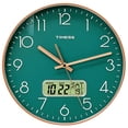 thumbnail image 1 of TIMESS Reloj de Pared Silencioso de 10 Pulgadas con Pantalla de Fecha, Números Grandes de Fácil Lectura, Funciona con Batería, Reloj Moderno para el Hogar (Verde), 1 of 8