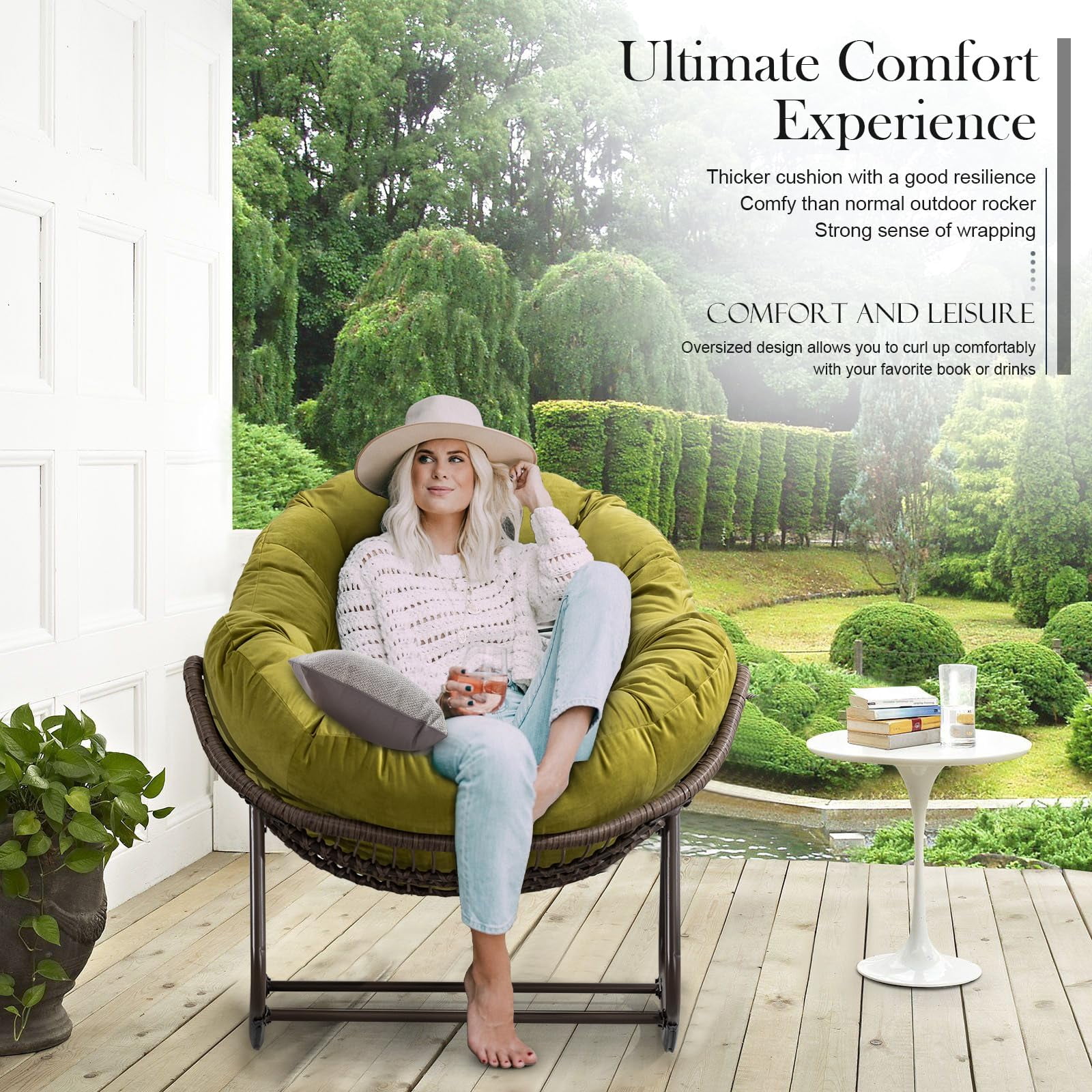 Egg Shape Wicker Rocking Chair Thick Cushion Modern Lounger for Balcony and Garden Comfy Rocking Chair for Indoor and Outdoor Relaxation Walmart