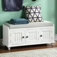 Veryke Rustic Wood Storage Bench with 3 Cabinets, Country Style