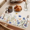 thumbnail image 3 of Watercolor Blue Placemats Set of 6, Flowers Linen Style Non-Slip Place Mats Washable Table Mats for Kitchen Dining Table Decorations Indoor/Outdoor, 3 of 9