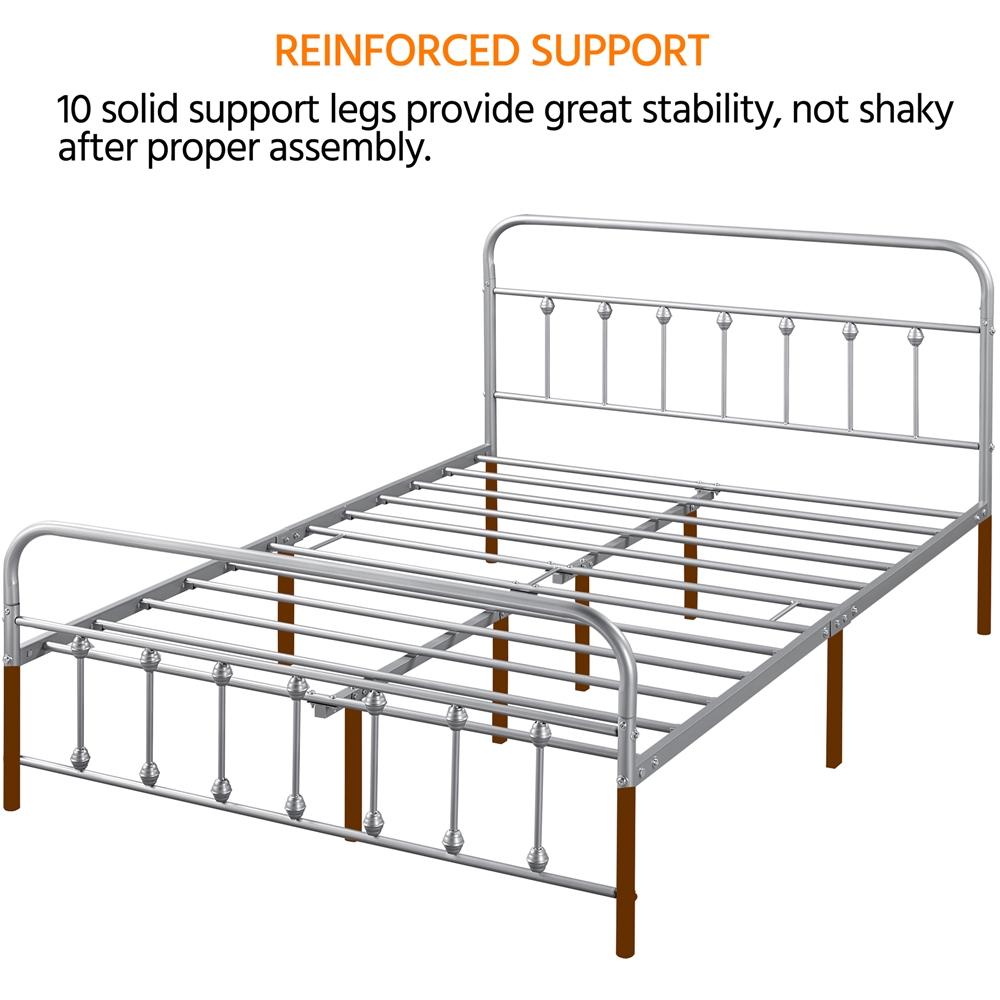 Alden Design Metal Platform Queen Bed with High Headboard, Silver - image 5 of 8