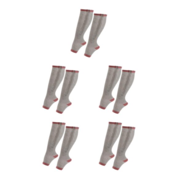 ZheElen High Elastic Zippered Compression Socks For Moisture-wicking Performance Made With Nylon Elastic Zipper Socks Breathable grey L/XL 5Set