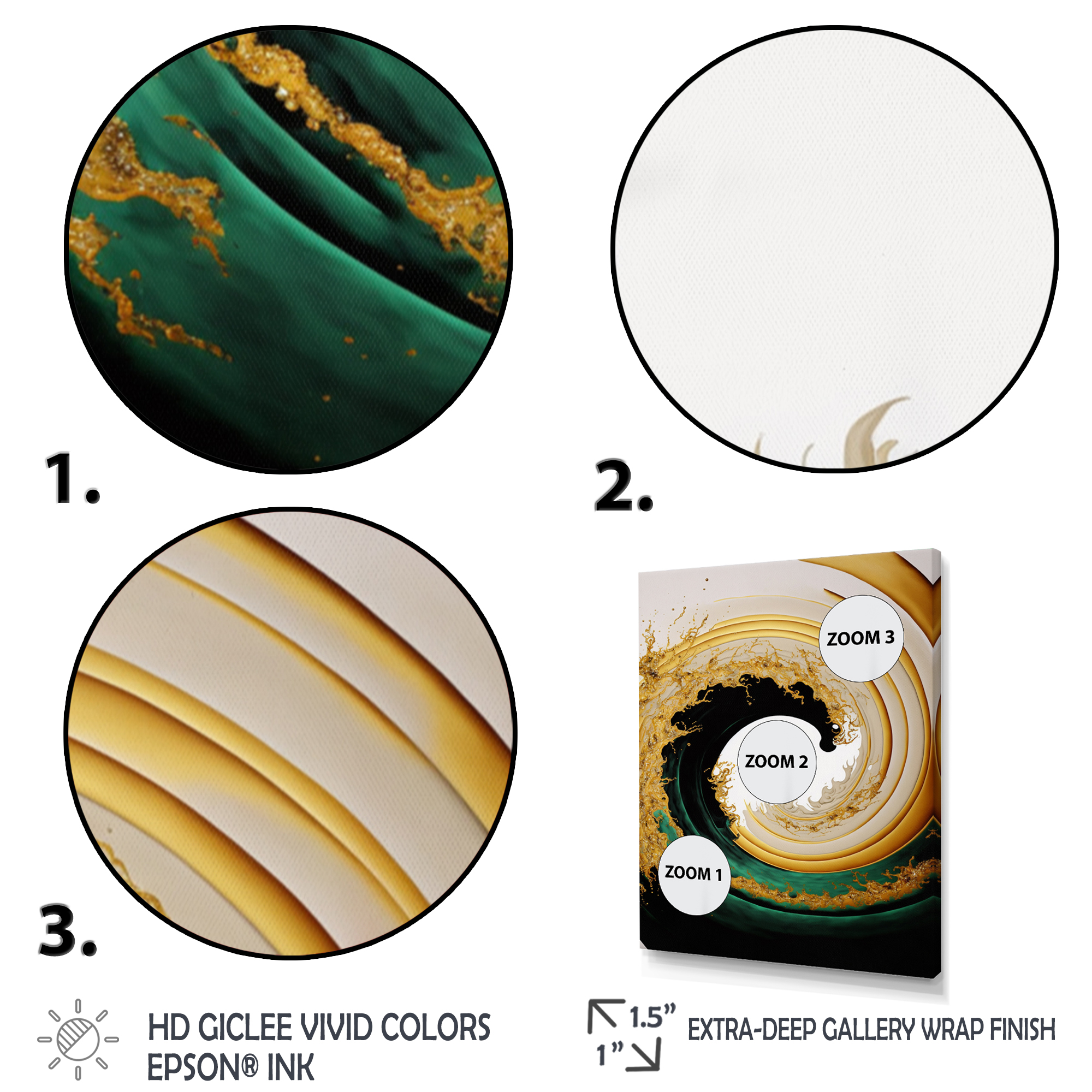 Designart Gold Watercolor Liquid Art Canvas Wall Art