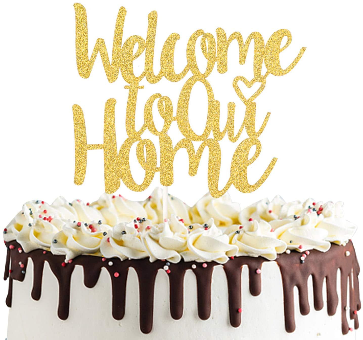 Welcome Home Welcome Back New Home Housewarming Party Decoration Champagne Golden Home Sweet Home Cake Topper
