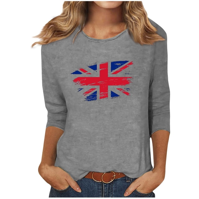 Blusas para Mujeres Casual 3/4 Manga Cuello Redondo Impreso Suelto, Mujer 3/4 Manga Tops Y Blusas para Diario