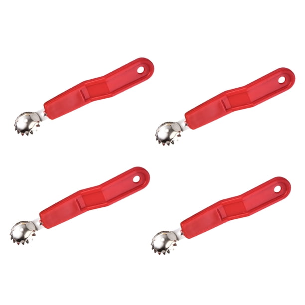Injueey 4 piezas de herramientas de cocina para quitar cáscaras de tomate y fresa de acero inoxidable, paquete de cocina largo de acero Cocina y Comedor rojo