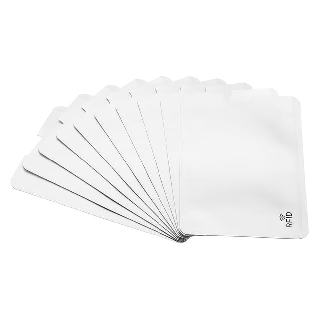 Uxcell mangas bloqueadoras RFID para prevención de robo de identidad, protectores seguros para tarjetas de crédito, paquete de 10