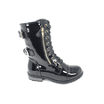 thumbnail image 2 of Women's Patent Color Buckle Strap Style Combat Boots Black Pat, 6, 2 of 3
