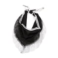 thumbnail image 2 of Helii Lace Triangle Head Scarf for Women – Vintage French Floral Headwrap, Boho Lace Trim Bandana Headband, Adjustable Tie Back Kerchief for Spring Summer Wedding Beach Black,One Size, 2 of 6