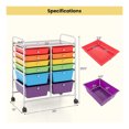 thumbnail image 2 of Storage Cart with 12 Drawers Rolling Wheels Semi-Transparent Multipurpose Mobile Rolling Utility Cart for School, Office, Home, Beauty Salon Files Arrangement Storage Organizer Cart, Colorful, 2 of 5