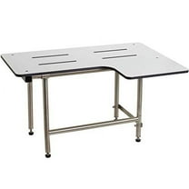 Seachrome Lift-Assist Bathroom Bath, Folding Swing Down Legs Shower Transfer Seat, Reversible L-Shape, ADA, Wall-Mount, 28 x 22.5, Solid White Phenolic