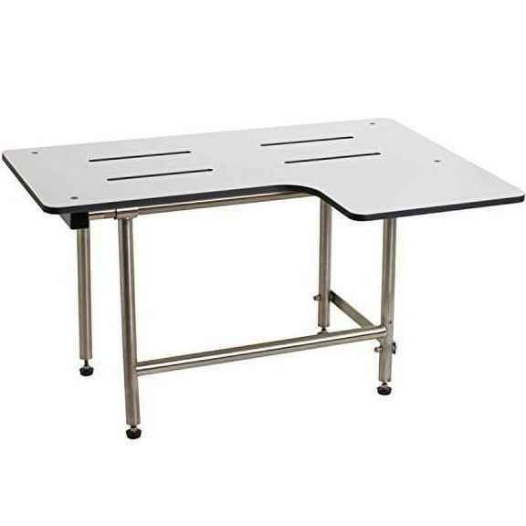 Seachrome Lift-Assist Bathroom Bath, Folding Swing Down Legs Shower Transfer Seat, Reversible L-Shape, ADA, Wall-Mount, 28 x 22.5, Solid White Phenolic