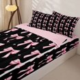 thumbnail image 3 of Manfei Kawaii Stars Bow Knot Zipper Full Size Comforter Sets with Fitted Sheet and 2 Pillowcases,Girls Cute Ribbon Bow Tie Zipper Bedding Set,4pcs,Pink Reversible, 3 of 6