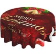 thumbnail image 2 of Tablecloth Christmas Bell Red Ball Snowflake Round 60 x 60 Inch Table Cover Polyester Stain and Wrinkle Resistant Table Cloth for Kitchen Dining Coffee Party, 2 of 6